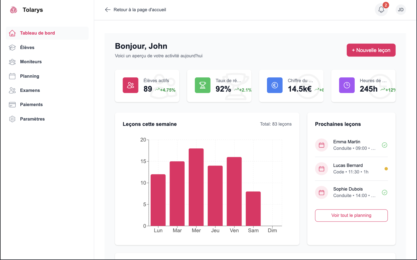 Application Web de gestion d'auto école